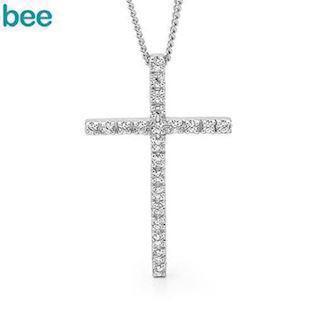 Bee Jewelry Zirkonia Cross sølv Collie med kæde